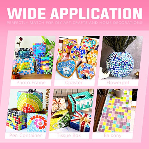 Swpeet 1 Pound Pink Shine Crystal Series Mosaic Tiles Assortment Kit, Square and Triangle Genuine Mosaic Tiles Glitter Crystal Mosaic Perfect for Home Decoration Crafts