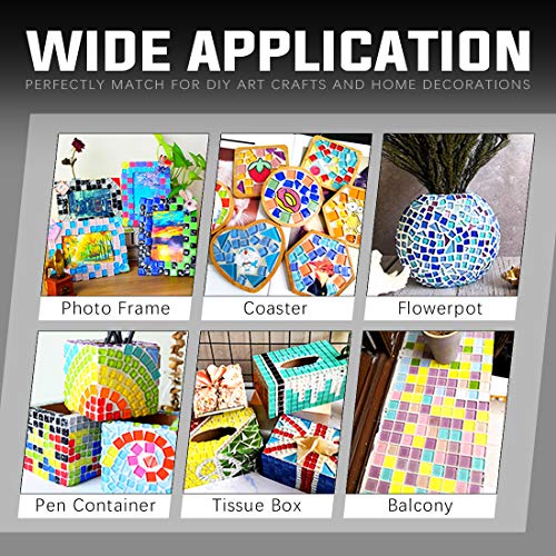 Swpeet 1 Pound Black Shine Crystal Series Mosaic Tiles Assortment Kit, Square and Triangle Genuine Mosaic Tiles Glitter Crystal Mosaic Perfect for Home Decoration Crafts