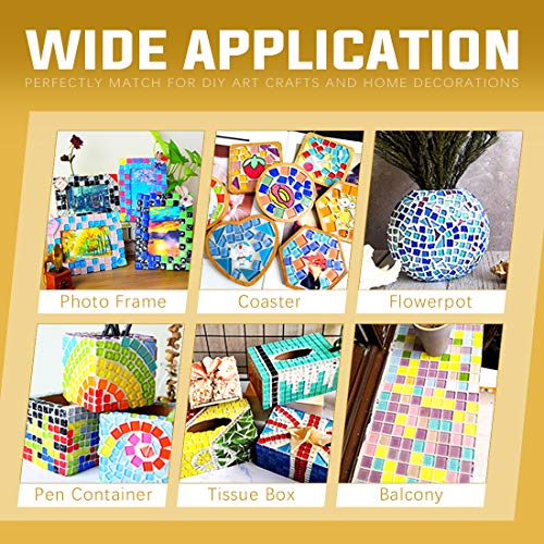 Swpeet 1 Pound Orange Shine Crystal Series Mosaic Tiles Assortment Kit, Square and Triangle Genuine Mosaic Tiles Glitter Crystal Mosaic Perfect for Home Decoration Crafts Supply