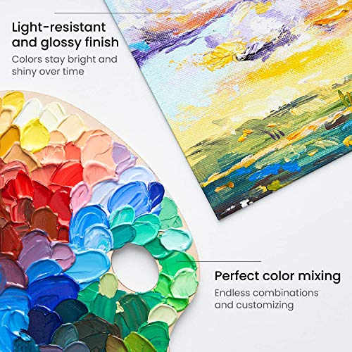 Arteza Acrylic Paint, Set of 12 Colors/Tubes (0.74 oz, 22 ml) with Storage Box, Rich Pigments, Non Fading, Non Toxic Paints for Artist & Hobby Painters, Art Supplies for Canvas Painting