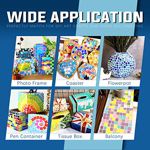 Swpeet 1Ib Glass Mosaic Tiles Pieces Stained Glass for Crafts, Mixed Colors and Patterns (Mosaic Tiles E)