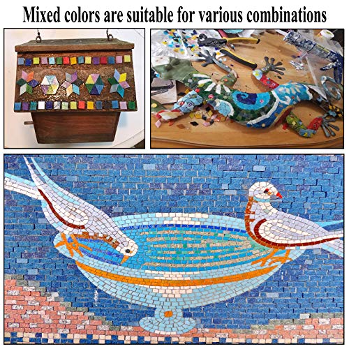 1000 Pieces Mixed Color Mosaic Tiles Mosaic Glass Pieces for Home Decoration or DIY Crafts, Triangle (Triangle,1.5 by 1.5 cm)