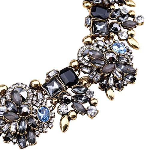 Crystal Rhinestone Statement Necklace, Vintage Chunky Chain Choker Collar Bib Statement Necklace Fashion Costume Jewelry Necklaces for Women