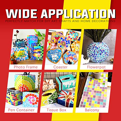 Swpeet 1 Pound Mixed Colors Shine Crystal Series Mosaic Tiles Assortment Kit, Square and Triangle Genuine Mosaic Tiles Glitter Crystal Mosaic Perfect for Home Decoration Crafts