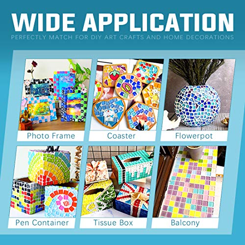 Swpeet 1 Pound Seablue Shine Crystal Series Mosaic Tiles Assortment Kit, Square and Triangle Genuine Mosaic Tiles Glitter Crystal Mosaic Perfect for Home Decoration Crafts - Mosaic Tiles V