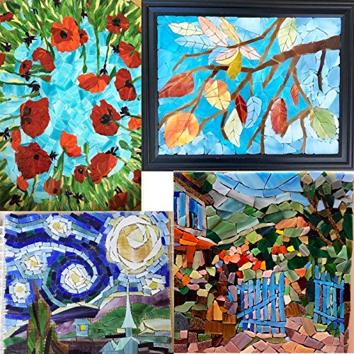 Lanyani (10 Sheets) Variety Stained Glass Sheets Pack, 4 x 6 inch Large Cathedral Glass Mosaic Tiles for Crafts, Mixed Opaque