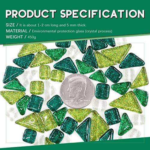 Swpeet 1 Pound Mixed Colors Shine Crystal Series Mosaic Tiles Assortment Kit, Square and Triangle Genuine Mosaic Tiles Glitter Crystal Mosaic Perfect for Home Decoration Crafts - Mosaic Tiles J
