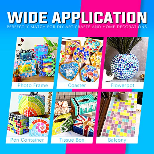 Swpeet 1 Pound Mixed Colors Shine Crystal Series Mosaic Tiles Assortment Kit, Square and Triangle Genuine Mosaic Tiles Glitter Crystal Mosaic Perfect for Home Decoration Crafts