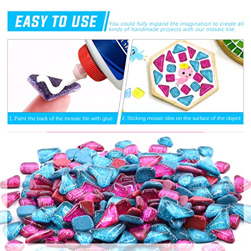 Swpeet 1 Pound Mixed Colors Shine Crystal Series Mosaic Tiles Assortment Kit, Square and Triangle Genuine Mosaic Tiles Glitter Crystal Mosaic Perfect for Home Decoration Crafts
