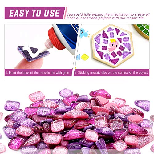 Swpeet 1 Pound Mixed Colors Shine Crystal Series Mosaic Tiles Assortment Kit, Square and Triangle Genuine Mosaic Tiles Glitter Crystal Mosaic Perfect for Home Decoration Crafts - Mosaic Tiles H