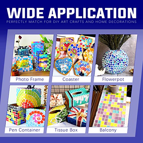 Swpeet 1 Pound Sapphire Blue Shine Crystal Series Mosaic Tiles Assortment Kit, Square and Triangle Genuine Mosaic Tiles Glitter Crystal Mosaic Perfect for Home Decoration Crafts - Mosaic Tiles X