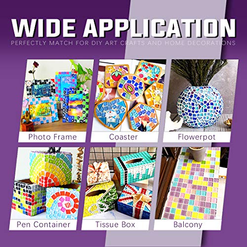 Swpeet 1 Pound Sliver + Purple Shine Crystal Series Mosaic Tiles Assortment Kit, Square and Triangle Genuine Mosaic Tiles Glitter Crystal Mosaic Perfect for Home Decoration Crafts - Mosaic Tiles K