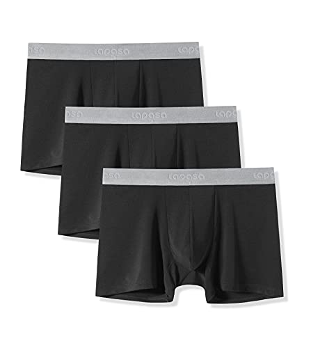 LAPASA Men's Boxer Briefs 3-Pack Cool MicroModal Stretch Underwear Trunks Comfort Soft Breathable M71 X-Large Black (short leg)