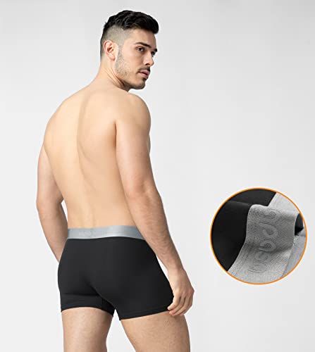 LAPASA Men's Boxer Briefs 3-Pack Cool MicroModal Stretch Underwear Trunks Comfort Soft Breathable M71 X-Large Black (short leg)