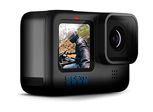 GoPro HERO10 Black (Hero 10) - Waterproof Action Camera with Front LCD and Touch Rear Screens, New GP2 Engine, 5K HD Video, 23MP Photos, Live Streaming, 64GB Extreme Pro Card and Extra Battery