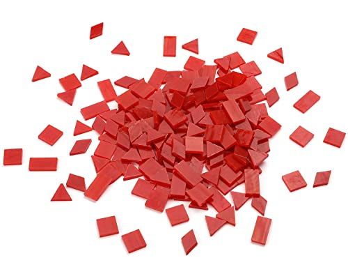 Lanyani 200 Pieces Glass Mosaic Tiles for Crafts,4 Shapes Mixed Colorful Tiffany Stained Glass Pieces,Square/Rectangle/Diamond/Triangle,Fire Red