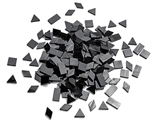 Lanyani Glass Mosaic Tiles for Art Crafts,4 Shapes Mixed Tiffany Stained Glass Pieces,200 Pieces (Regular Black)