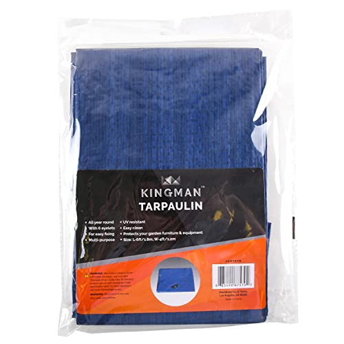 Kingman Blue Tarpaulin 4 x 6 Feet Multi-Purpose Waterproof Tarp Poly Cover (1 Pack)