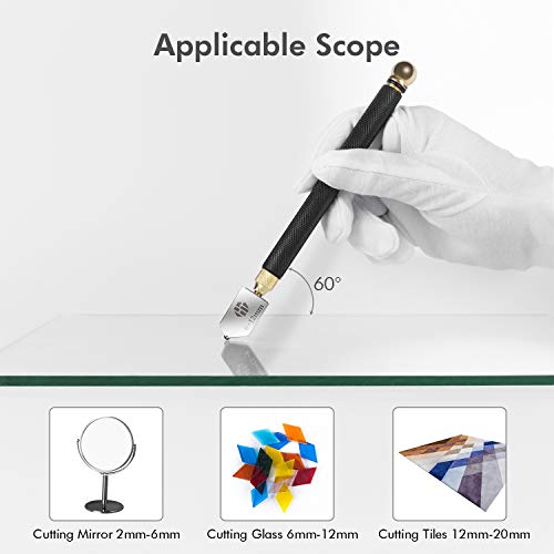 Glass Cutter 2mm-20mm, Glass Cutter Tool with Glass Cutting Oil, Glass Cutting Tool with Aotomatic Oil Feed, Glass Cutter for Mirrors/Tiles/Mosaic