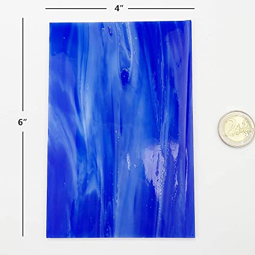 Unicoshape 12 Sheets Stained Glass Sheets Pack, 6" X 4" Cathedral Glass, Art Glass, Mosaic Glass Tiles for Crafts, (Mixed Blue)