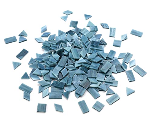 Lanyani Glass Mosaic Tiles for Art Crafts,4 Shapes Mixed Colorful Glass Tiles Tiffany Stained Glass Pieces,200 Pieces,Square/Rectangle/Diamond/Triangle,Grey