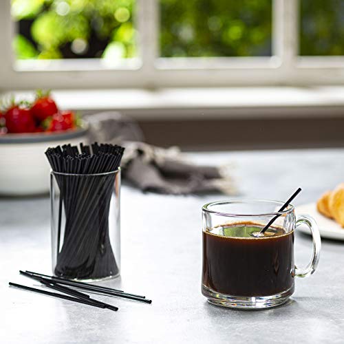 [Bulk Case of 10/1000 Pack] 10000 - 5 Inch Coffee & Cocktail Stirrers/Straws Disposable Plastic Sip Stir Sticks - Black