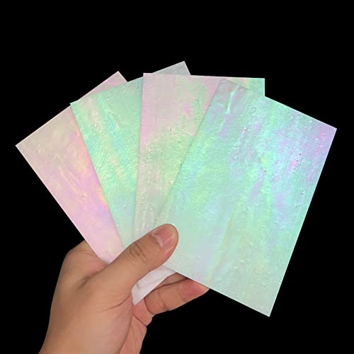 LITMIND 8 Pack Stained Glass Sheets Variety Pack, 4 x 6 inch Iridescent Glass Sheets for Beginners, Mosaic Tiles for Crafts, Art Glass Pack (Opaque/Iridescent Black & White)