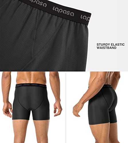 LAPASA Men's Travel Underwear Mesh Hiking Boxer Briefs Quick Dry Breathable Lightweight Outdoor Sports Backpacking 2 Pack M16 Black*1+Dark Grey*1 Medium