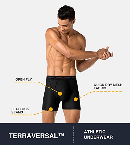 LAPASA Men's Travel Underwear Mesh Hiking Boxer Briefs Quick Dry Breathable Lightweight Outdoor Sports Backpacking 2 Pack M16 Black*1+Dark Grey*1 Medium