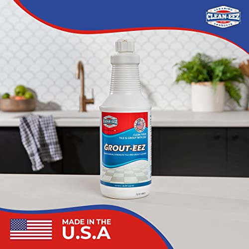 IT JUST WORKS! Grout-Eez Super Heavy-Duty Grout Cleaner. Easy and Safe To Use. Destroys Dirt and Grime With Ease. Even Safe For Colored Grout. Clean-eez (Single Bottle and Brush, 32)