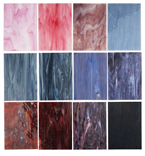 Lanyani（10 Sheets）Variety Stained Glass Sheets 4 x 6 inch Opal Art Glass Pack Tiffany Glass, Mixed Textures
