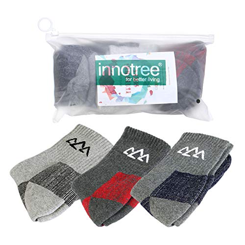 innotree 3 Pack Men's Full Cushioned Hiking Walking Socks, Quarter Crew Socks