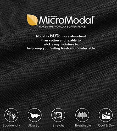 LAPASA Men's Boxer Briefs 3-Pack Cool MicroModal Stretch Underwear Trunks Comfort Soft Breathable M71 X-Large Black (short leg)