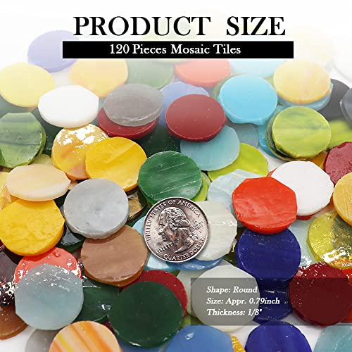 LITMIND 120 Pcs Round Stained Glass Kit, Precut Petal Glass Mosaic Tiles, Stained Glass Supplies Glass Gems Mosaic Making Supplies for DIY Crafts