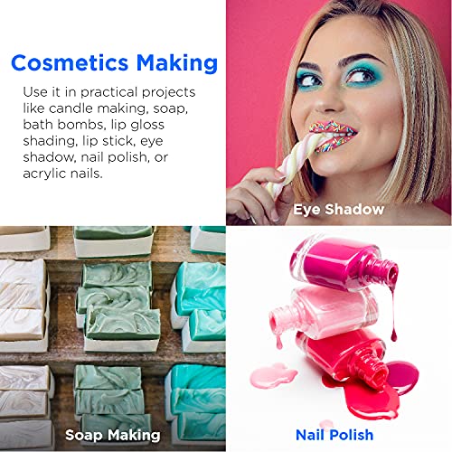 Rolio - Mica Powder - 24 Jars of Pearlescent Color Pigment for Paint, Dye, Soap Making, Nail Polish, Epoxy Resin, Candle Making, Bath Bombs, Slime - Pastel Set