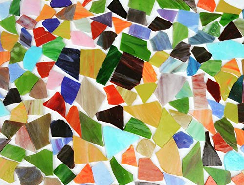 Lanyani Glass Mosaics Pieces Stained Glass, Assorted Colors and Shapes, 1kg/35 Ounce