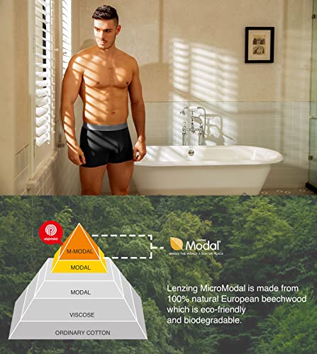 LAPASA Men's Boxer Briefs 3-Pack Cool MicroModal Stretch Underwear Trunks Comfort Soft Breathable M71 X-Large Black (short leg)