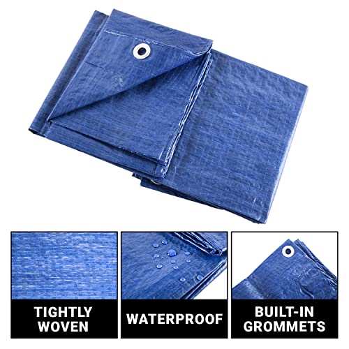 Kingman Blue Tarpaulin 4 x 6 Feet Multi-Purpose Waterproof Tarp Poly Cover (1 Pack)