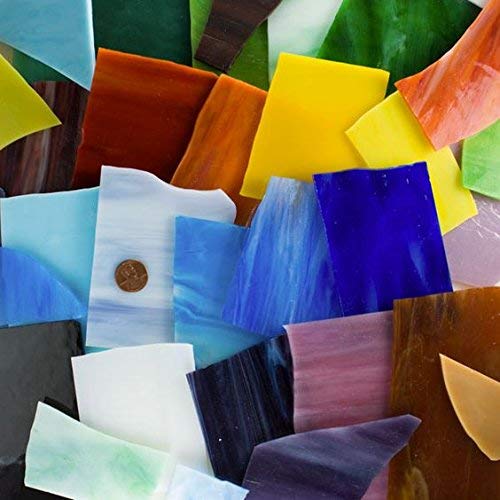 Lanyani Glass Mosaics Pieces Stained Glass, Assorted Colors and Shapes, 1kg/35 Ounce