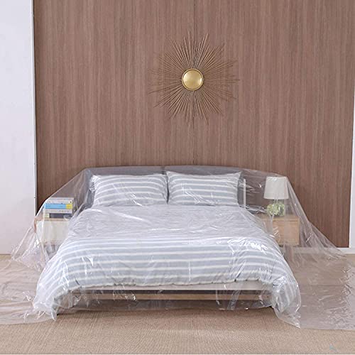 5 Sheets Plastic Drop Cloths, Plastic Sheeting Plastic Painting Tarp Paint Drop Cloth Waterproof Plastic Cover Anti-dust Furniture Cover Couch Cover for Painting Floor (2 x 3m/ 6.56 x 9.8 Feet)