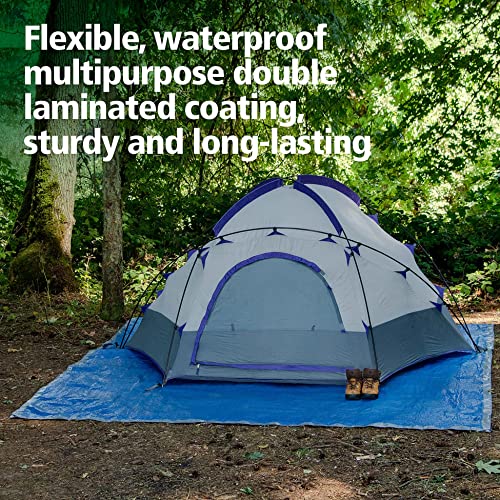 10x12 Ft Tarp, Waterproof Plastic Poly 5.5 Mil Thick Tarpaulin with Metal Grommets Every 18in - Emergency Rain Shelter, Outdoor Cover and Camping Use - (Reversible, Blue and Silver)