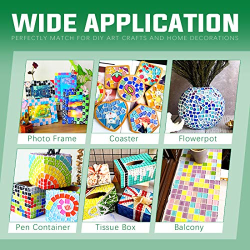 Swpeet 1 Pound Deep Green Shine Crystal Series Mosaic Tiles Assortment Kit, Square and Triangle Genuine Mosaic Tiles Glitter Crystal Mosaic Perfect for Home Decoration Crafts