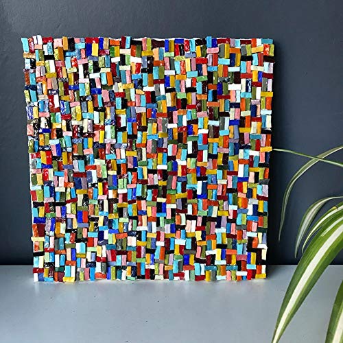 Lanyani 400 Pieces/17.6oz Rectangle Mosaic Tiles Stained Glass for Crafts and Home Decorations Assorted Colors Textures